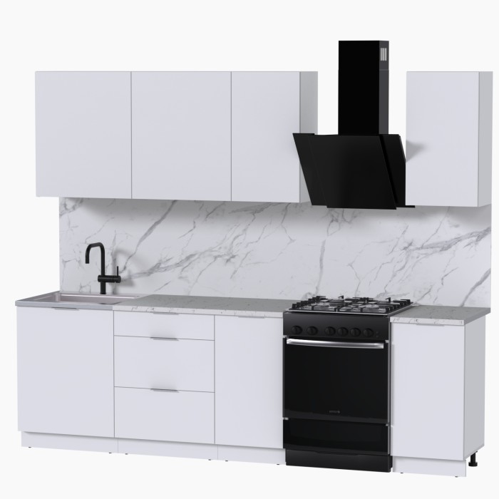 Набор корпусной мебели для кухни " Микс Топ-5" белый премиум/мрамор марквина