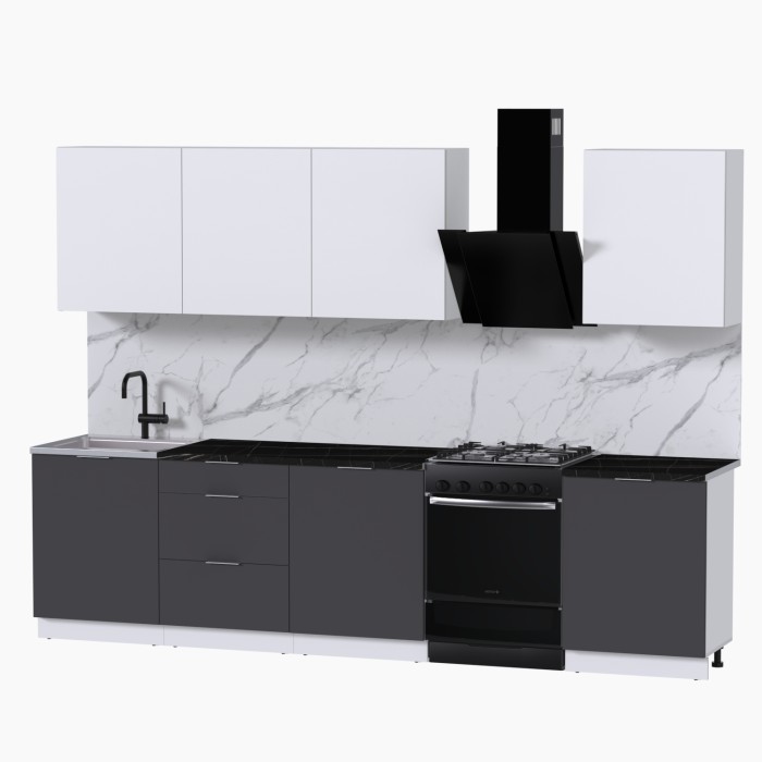 Набор корпусной мебели для кухни " Микс Топ-8" белый премиум/ графит серый/тунис