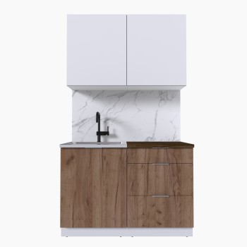 Набор корпусной мебели для кухни " Микс Топ-1" белый премиум/дуб крафт табачный/дуб флагстаф темный