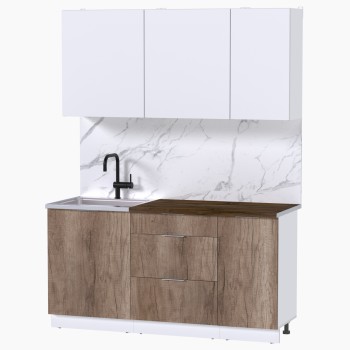 Набор корпусной мебели для кухни " Микс Топ-2" белый премиум/дуб каньон/дуб флагстаф темный