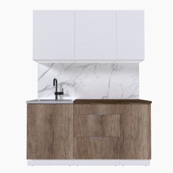 Набор корпусной мебели для кухни " Микс Топ-2" белый премиум/дуб каньон/дуб флагстаф темный