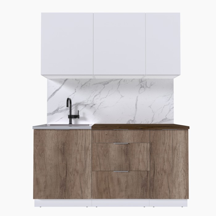 Набор корпусной мебели для кухни " Микс Топ-2" белый премиум/дуб каньон/дуб флагстаф темный