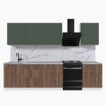 Набор корпусной мебели для кухни " Микс Топ-8" дымчато зеленый/ дуб крафт табачный/мрамор марквина