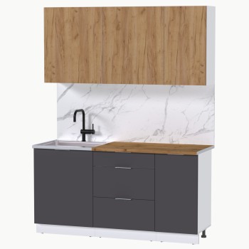 Набор корпусной мебели для кухни " Микс Топ-2" дуб крафт золотой/графит серый/дуб вотан