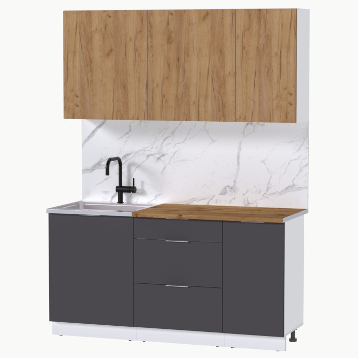 Набор корпусной мебели для кухни " Микс Топ-2" дуб крафт золотой/графит серый/дуб вотан