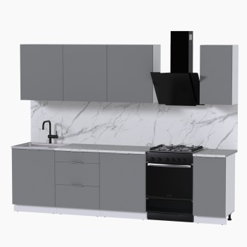 Набор корпусной мебели для кухни " Микс Топ-7" шиншилла серая/ шиншилла серая/мрамор марквина