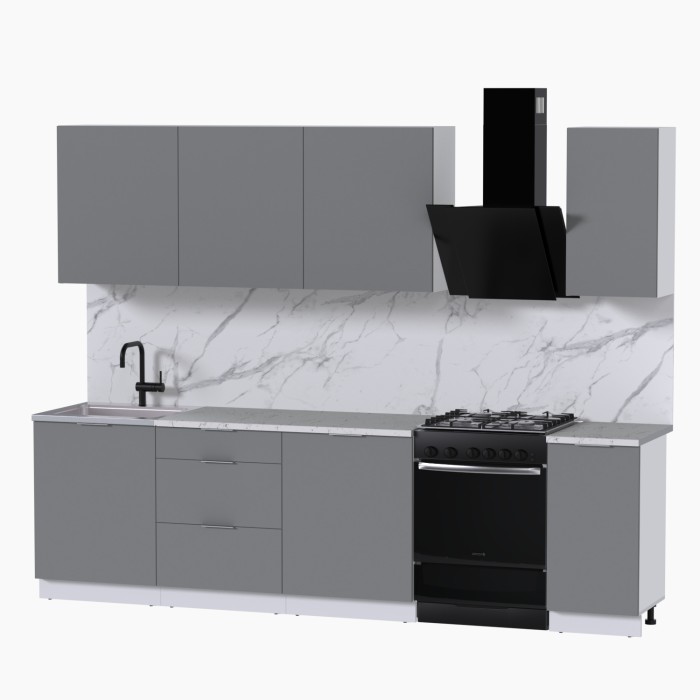 Набор корпусной мебели для кухни " Микс Топ-7" шиншилла серая/ шиншилла серая/мрамор марквина