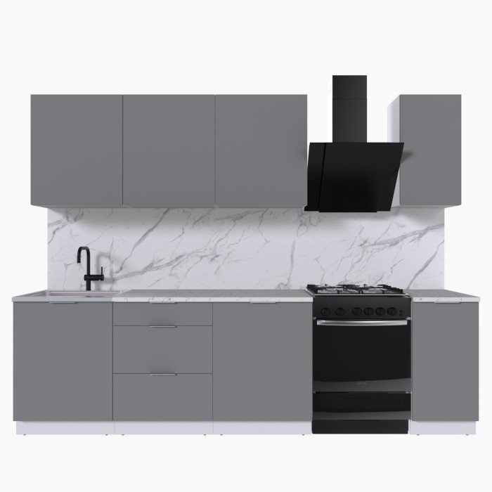 Набор корпусной мебели для кухни " Микс Топ-7" шиншилла серая/ шиншилла серая/мрамор марквина