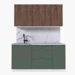 Набор корпусной мебели для кухни " Микс Топ-2" дуб крафт табачный/дымчато зеленый/мрамор марквина