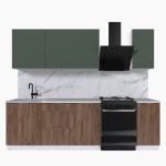 Набор корпусной мебели для кухни " Микс Топ-5" дымчато зеленый/ дуб крафт табачный/мрамор марквина