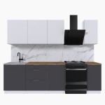 Набор корпусной мебели для кухни " Микс Топ-6" белый премиум/ графит серый/дуб вотан