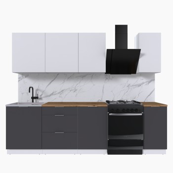 Набор корпусной мебели для кухни " Микс Топ-6" белый премиум/ графит серый/дуб вотан