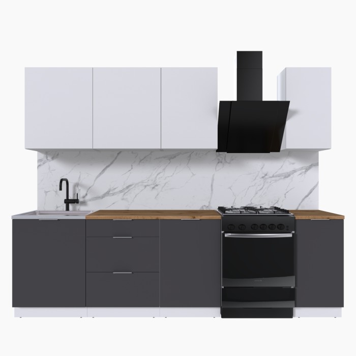 Набор корпусной мебели для кухни " Микс Топ-6" белый премиум/ графит серый/дуб вотан