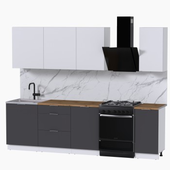 Набор корпусной мебели для кухни " Микс Топ-6" белый премиум/ графит серый/дуб вотан