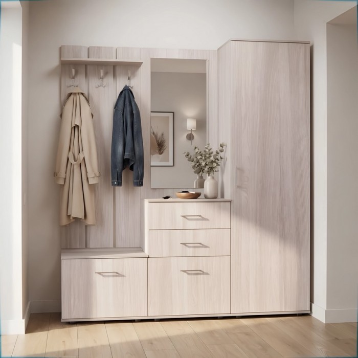 Набор мебели для прихожей "Визит-1" (шимо светлый)
