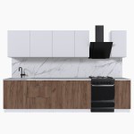 Набор корпусной мебели для кухни " Микс Топ-9" белый премиум/дуб крафт табачный/мрамор марквина