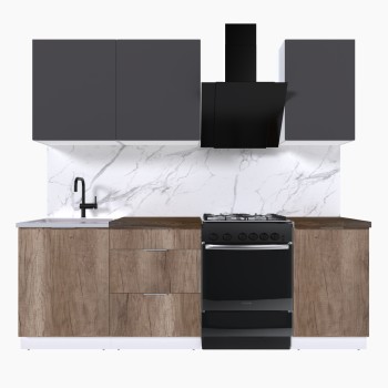 Набор корпусной мебели для кухни " Микс Топ-3" графит серый/дуб каньон/дуб флагстаф темный