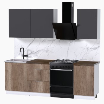 Набор корпусной мебели для кухни " Микс Топ-3" графит серый/дуб каньон/дуб флагстаф темный