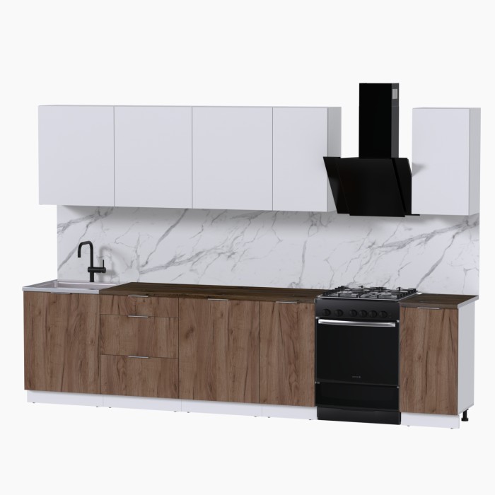 Набор корпусной мебели для кухни " Микс Топ-9" белый премиум/дуб крафт табачный/дуб флагстаф темный