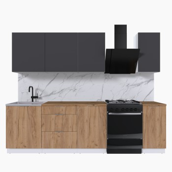 Набор корпусной мебели для кухни " Микс Топ-6" графит серый/дуб крафт золотой/дуб вотан