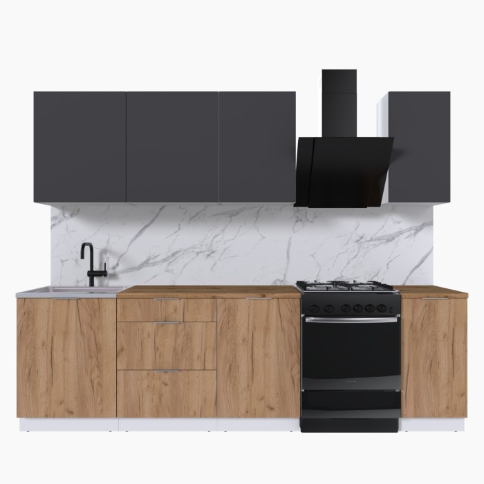 Набор корпусной мебели для кухни " Микс Топ-6" графит серый/дуб крафт золотой/дуб вотан