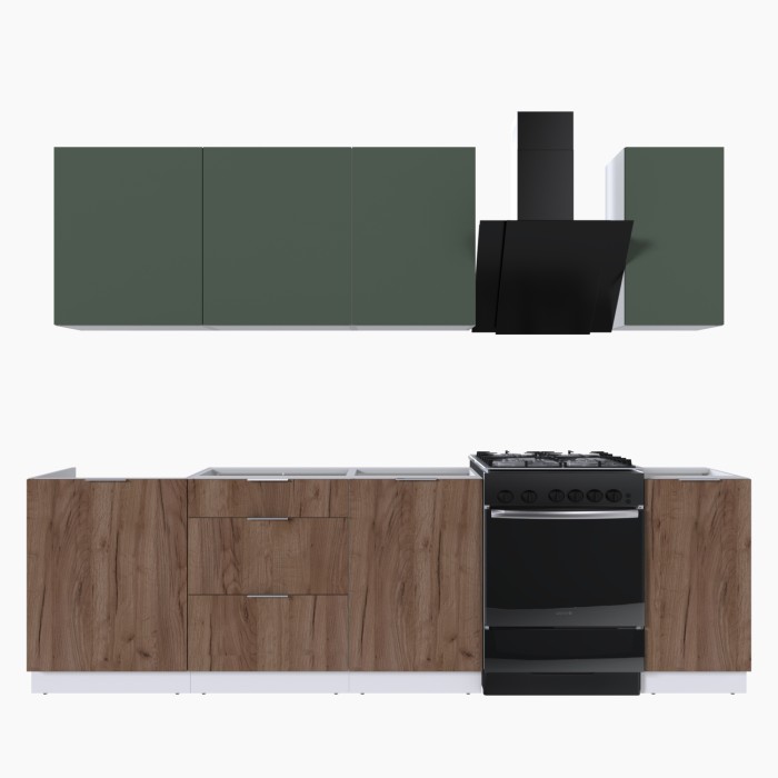 Набор корпусной мебели для кухни " Микс Топ-6" дымчато зеленый/ дуб крафт табачный