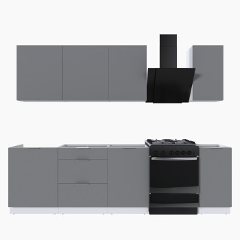 Набор корпусной мебели для кухни " Микс Топ-6" шиншилла серая/ шиншилла серая/