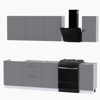 Набор корпусной мебели для кухни " Микс Топ-6" шиншилла серая/ шиншилла серая/