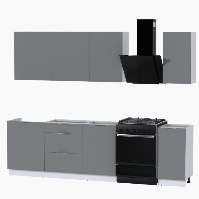 Набор корпусной мебели для кухни " Микс Топ-6" шиншилла серая/ шиншилла серая/