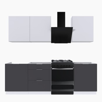 Набор корпусной мебели для кухни " Микс Топ-4" белый премиум/ графит серый