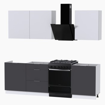 Набор корпусной мебели для кухни " Микс Топ-4" белый премиум/ графит серый