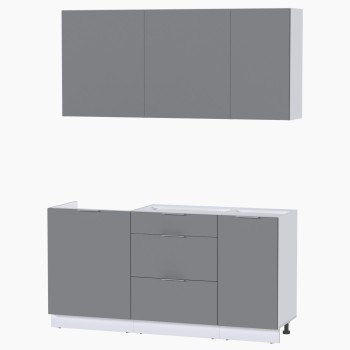 Набор корпусной мебели для кухни " Микс Топ-2" шиншилла серая/ шиншилла серая/