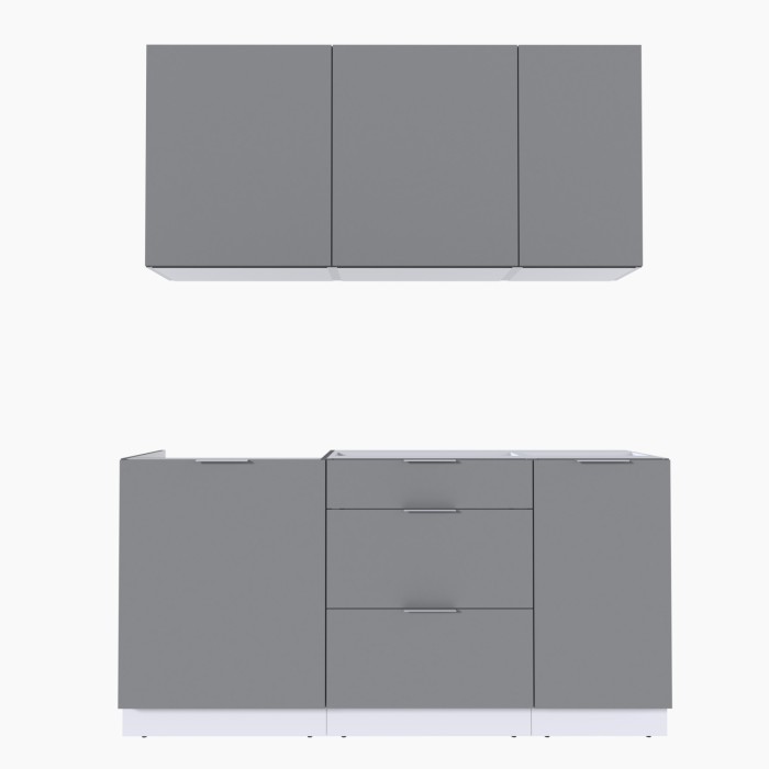 Набор корпусной мебели для кухни " Микс Топ-2" шиншилла серая/ шиншилла серая/