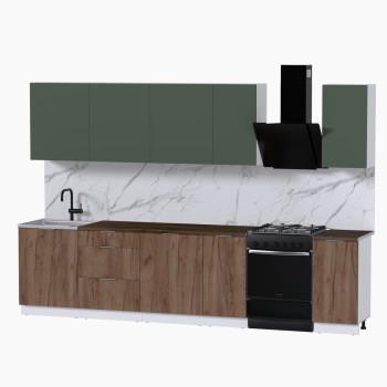 Набор корпусной мебели для кухни " Микс Топ-9" дымчато зеленый/ дуб крафт табачный/дуб флагстаф темный