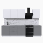 Набор корпусной мебели для кухни " Микс Топ-8" белый премиум/шиншилла серая/мрамор лацио белый