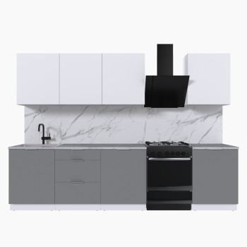 Набор корпусной мебели для кухни " Микс Топ-8" белый премиум/шиншилла серая/мрамор лацио белый