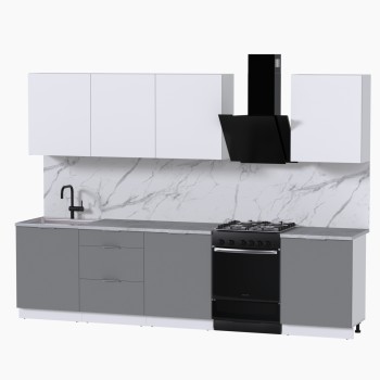 Набор корпусной мебели для кухни " Микс Топ-8" белый премиум/шиншилла серая/мрамор лацио белый