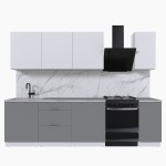 Набор корпусной мебели для кухни " Микс Топ-7" белый премиум/шиншилла серая/мрамор лацио белый