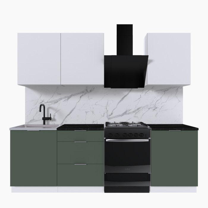 Набор корпусной мебели для кухни " Микс Топ-4" белый премиум/дымчато зеленый/тунис