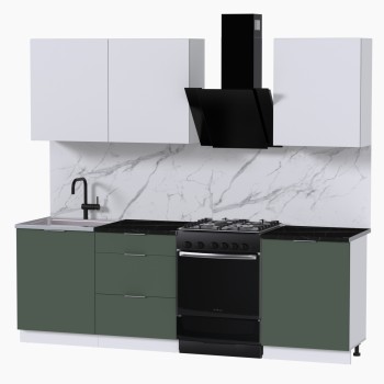 Набор корпусной мебели для кухни " Микс Топ-4" белый премиум/дымчато зеленый/тунис