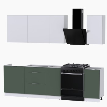 Набор корпусной мебели для кухни " Микс Топ-5" белый премиум/дымчато зеленый