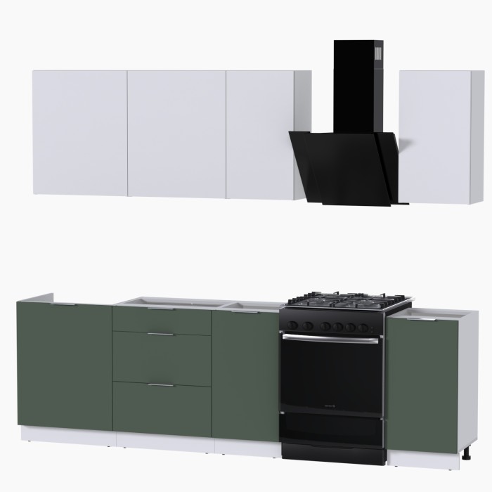 Набор корпусной мебели для кухни " Микс Топ-5" белый премиум/дымчато зеленый