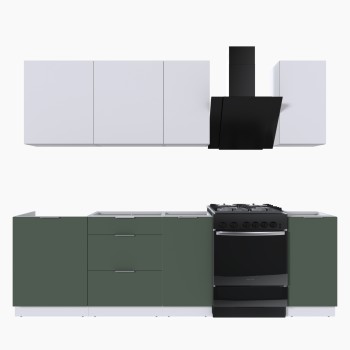 Набор корпусной мебели для кухни " Микс Топ-5" белый премиум/дымчато зеленый