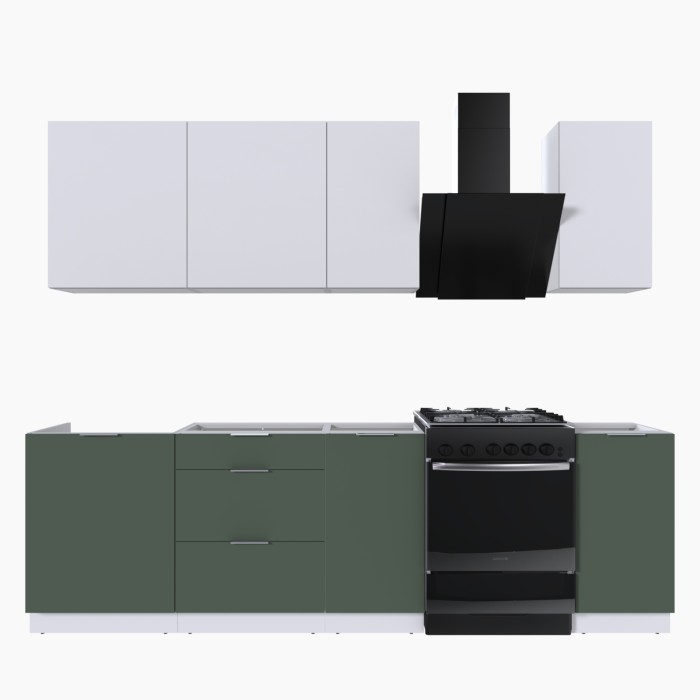 Набор корпусной мебели для кухни " Микс Топ-5" белый премиум/дымчато зеленый