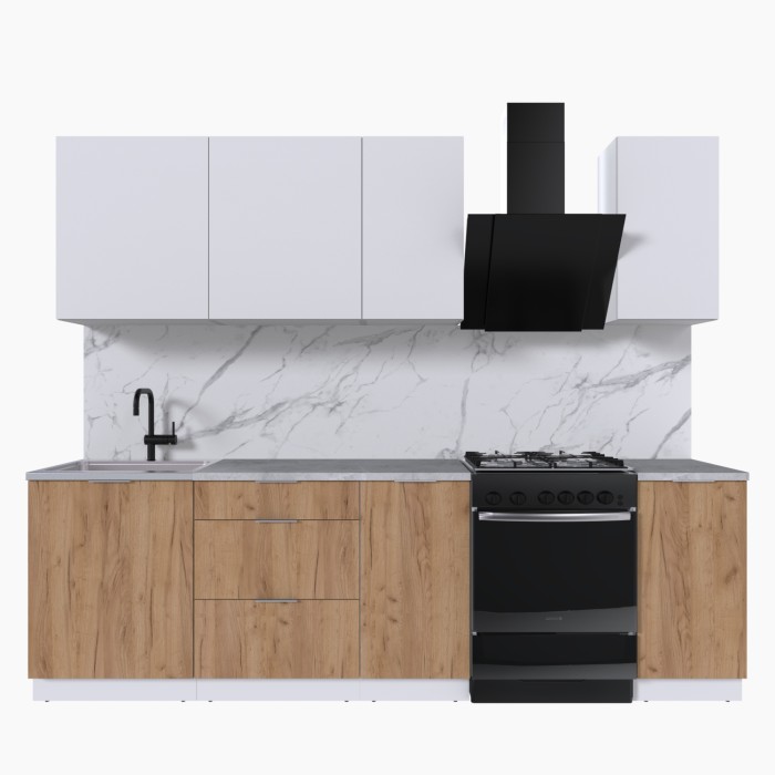 Набор корпусной мебели для кухни " Микс Топ-5" белый премиум/дуб крафт золотой/мрамор лацио белый