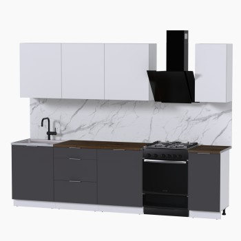 Набор корпусной мебели для кухни " Микс Топ-7" белый премиум/графит серый/дуб флагстаф темный