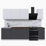 Набор корпусной мебели для кухни " Микс Топ-7" белый премиум/графит серый/дуб флагстаф темный