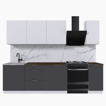 Набор корпусной мебели для кухни " Микс Топ-7" белый премиум/графит серый/дуб флагстаф темный