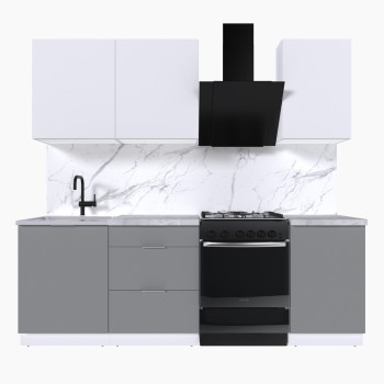 Набор корпусной мебели для кухни " Микс Топ-3" белый премиум/шиншилла серая/мрамор лацио белый