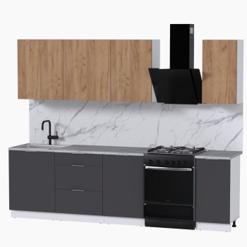 Набор корпусной мебели для кухни " Микс Топ-6" дуб крафт золотой/графит серый/мрамор лацио белый